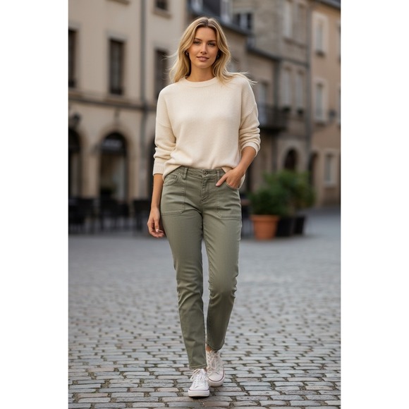 Seven7 Pants - Seven7 Utility Ankle Skinny Pants Agave Green Size 8 Olive Knit Denim